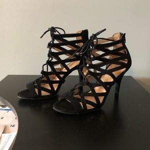 Lace up open toe sandals booties